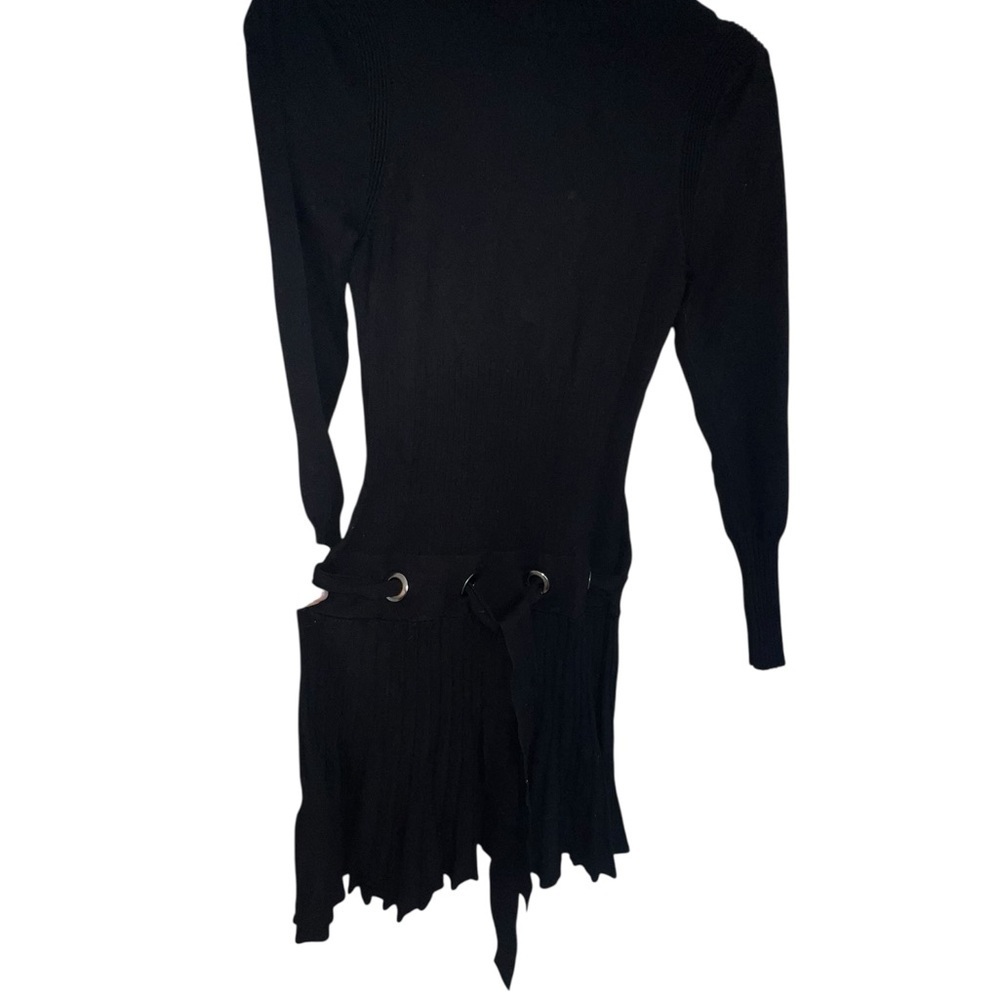 VENUS Black Turtleneck Dress with Stylish Belt - Picture 7 of 8